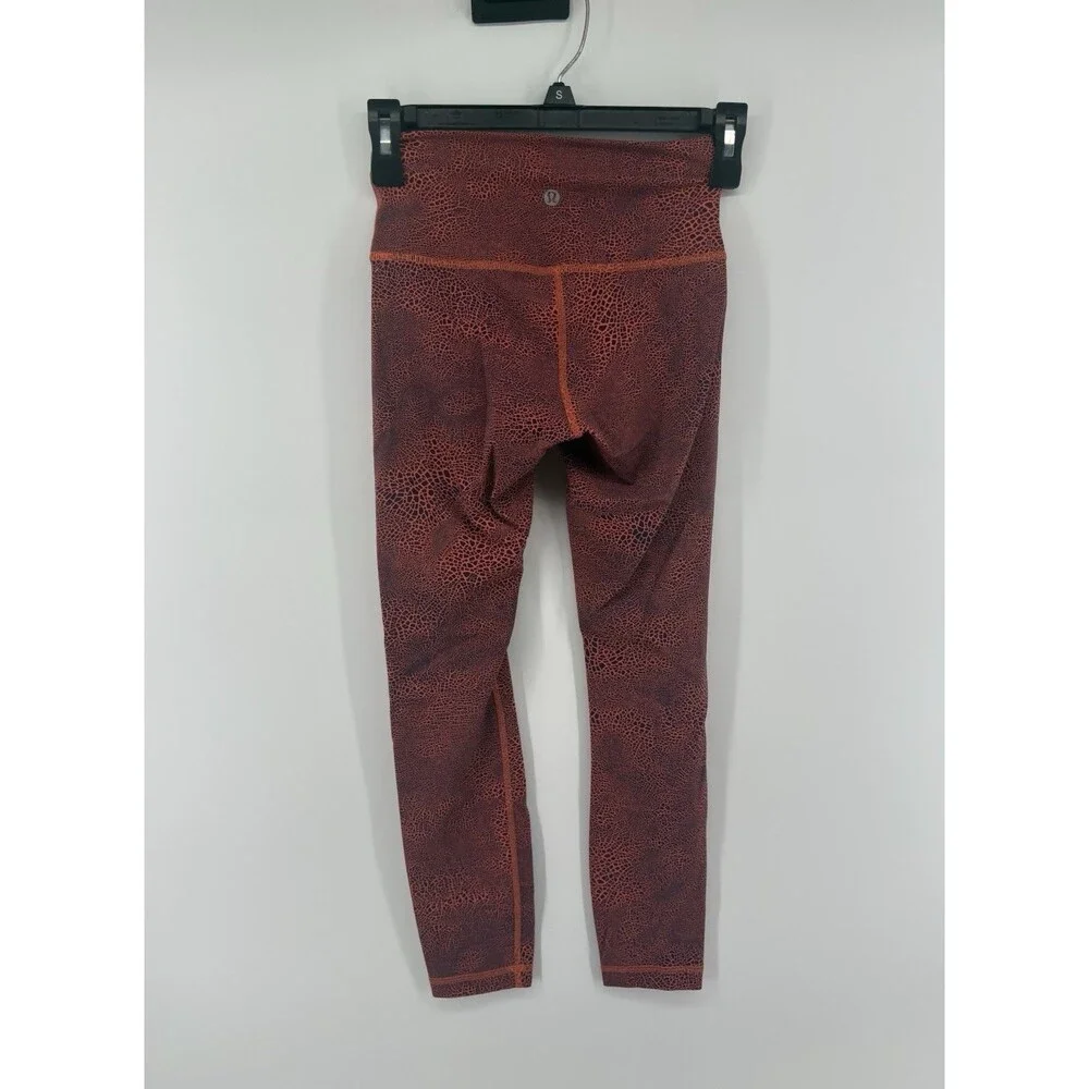 Lululemon 4 Wunder Train High-Rise 25” Leggings in Crackle Glaze Vintage Orange